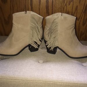 Fringed Tan Ankle Boots